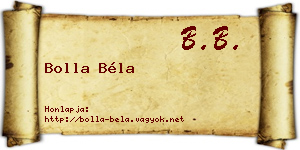Bolla Béla névjegykártya